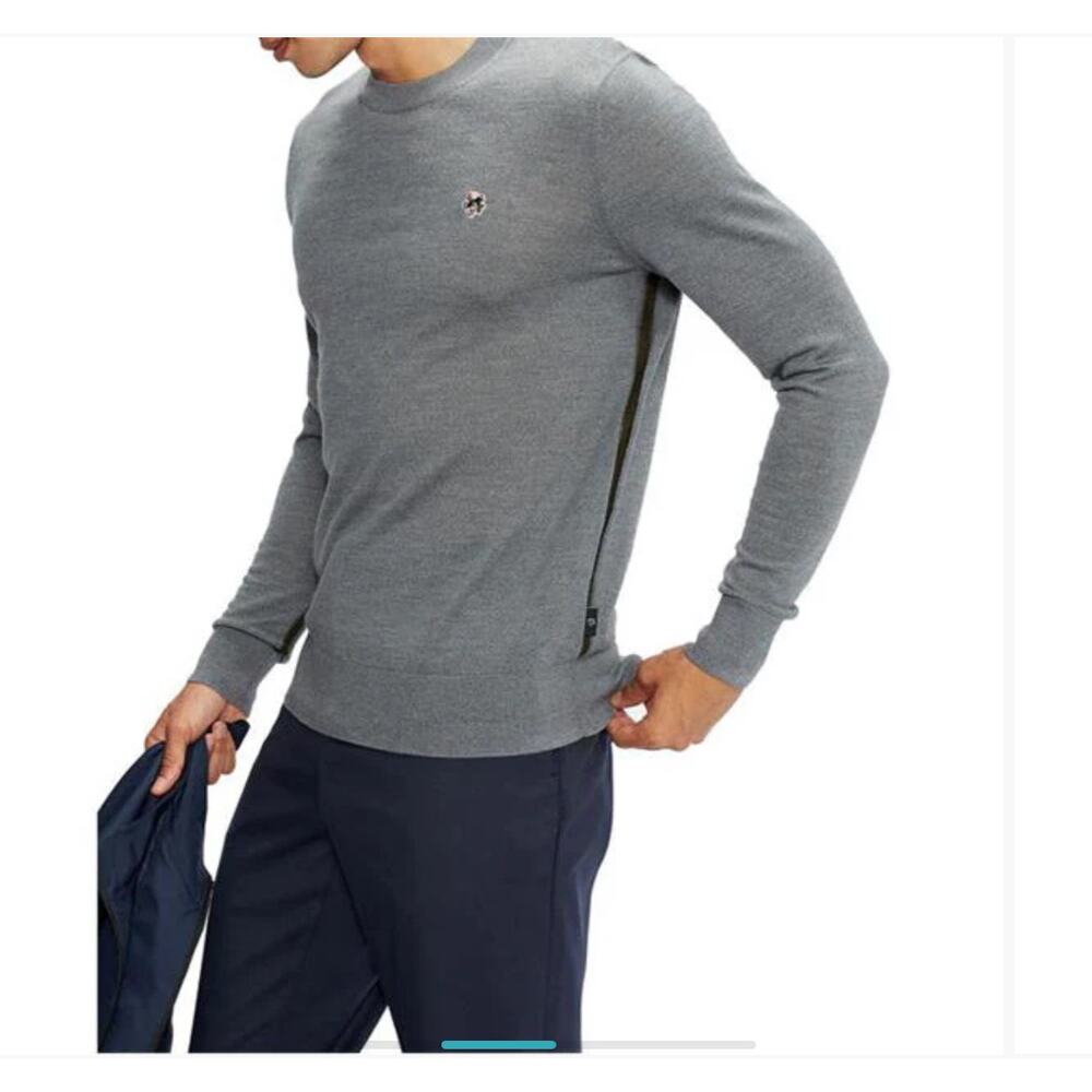 Ted Baker Cardiff Merino Wool Crew Neck Jumper Sweater Grey Size 6 XXL NWT
